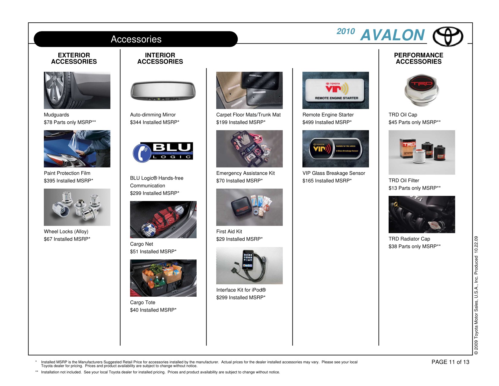 2010 Toyota Avalon Brochure Page 10
